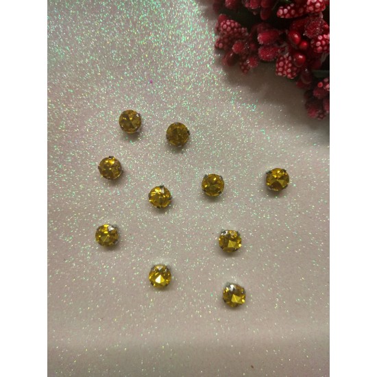 Стразы в цапах "Круг" цв. желтый, цена за 1 шт